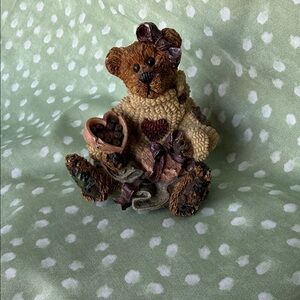 Boyds Bears Brown Teddy with Cream Sweater and Maroon Heart